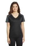 sport-tek lst354 ladies posicharge ® competitor ™ sleeve-blocked v-neck tee Front Thumbnail