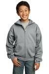 port & company pc90yzh youth core fleece full-zip hooded sweatshirt Front Thumbnail