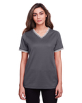 Devon & Jones DG20CW Ladies' CrownLux Performance™ Plaited Tipped V-Neck Polo Back Thumbnail