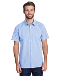 Artisan Collection by Reprime RP221 Mens Microcheck Gingham Short-Sleeve Cotton Shirt Front Thumbnail