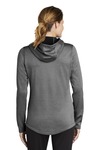 sport-tek lst264 ladies posicharge ® sport-wick ® heather fleece hooded pullover Back Thumbnail