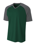 a4 nb3373 youth polyester v-neck strike jersey with contrast sleeves Front Thumbnail