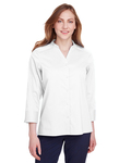 devon & jones dg560w ladies' crown  collection™ stretch broadcloth 3/4 sleeve blouse Back Thumbnail