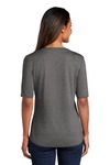 port authority lk583 ladies stretch heather open neck top Back Thumbnail