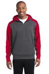 sport-tek st249 tech fleece colorblock 1/4-zip hooded sweatshirt Front Thumbnail