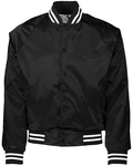 augusta sportswear 3610 satin baseball jacket/striped trim Front Thumbnail