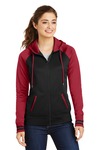 sport-tek lst236 ladies sport-wick ® varsity fleece full-zip hooded jacket Front Thumbnail