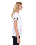 startee st1433 ladies' 4.3 oz., cvc striped varsity t-shirt Side Thumbnail