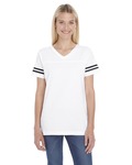 LAT 3537 Women's Football V-Neck Fine Jersey Tee Front Thumbnail
