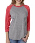 Next Level 6051 Unisex Tri-Blend 3/4-Sleeve Raglan T-Shirt Front Thumbnail