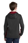 sport-tek yst239 youth sport-wick ® camohex fleece colorblock hooded pullover Back Thumbnail