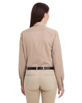 harriton m581w ladies' foundation 100% cotton long-sleeve twill shirt with teflon™ Back Thumbnail