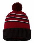 Richardson 134 Stripe Pom Cuffed Beanie Front Thumbnail