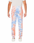 J America 8884JA Adult Tie Dye Fleece Jogger Back Thumbnail