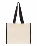 q-tees q1100 14l tote with contrast-color handles Front Thumbnail