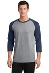 port & company pc55rs core blend 3/4-sleeve raglan tee Front Thumbnail