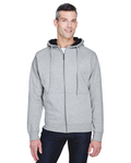 ultraclub 8463 adult rugged wear thermal-lined full-zip hooded fleece Side Thumbnail