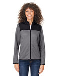 core365 ce74w ladies' venture heathered stripe hybrid jacket Front Thumbnail