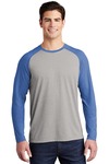 sport-tek st400ls posicharge ® long sleeve tri-blend wicking raglan tee Front Thumbnail