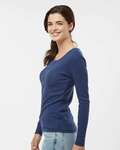 boxercraft bw2402 women's harper long sleeve henley Side Thumbnail