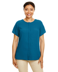 devon & jones dp612w ladies' perfect fit™  short-sleeve crepe blouse Back Thumbnail