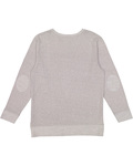 lat 6965 adult harborside melange french terry crewneck with elbow patches Back Thumbnail