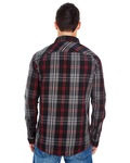 burnside b8202 men's long-sleeve plaid pattern woven shirt Back Thumbnail