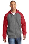 Sport-Tek ST269 Raglan Colorblock Full-Zip Hooded Fleece Jacket Front Thumbnail