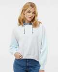 MV Sport W23716 Women's Sueded Fleece Colorblocked Crop Hooded Sweatshirt Front Thumbnail