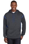 sport-tek f246 tech fleece colorblock hooded sweatshirt Front Thumbnail