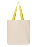 q-tees q4400 11l canvas tote with contrast-color handles Back Thumbnail