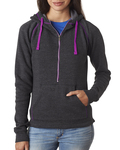 j america ja8876 ladies' triblend half-zip fleece hood Front Thumbnail