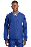 sport-tek jst62 tipped v-neck raglan wind shirt Front Thumbnail