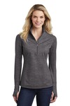 sport-tek lst855 ladies sport-wick ® stretch reflective heather 1/2-zip pullover Front Thumbnail