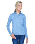 ultraclub 8618w ladies' cool & dry heathered performance quarter-zip Front Thumbnail