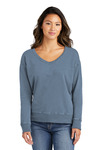 Port & Company LPC098V Ladies Beach Wash ® Garment-Dyed V-Neck Sweatshirt Front Thumbnail