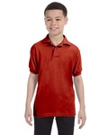 Hanes 054Y Youth 50/50 EcoSmart® Jersey Knit Polo Front Thumbnail