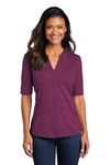 Port Authority LK583 Ladies Stretch Heather Open Neck Top Front Thumbnail