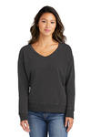port & company lpc098v ladies beach wash ® garment-dyed v-neck sweatshirt Front Thumbnail