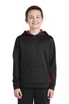 sport-tek yst235 youth sport-wick ® fleece colorblock hooded pullover Front Thumbnail