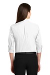 port authority lw102 ladies 3/4-sleeve carefree poplin shirt Back Thumbnail