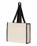 q-tees q1100 14l tote with contrast-color handles Side Thumbnail
