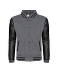 just hoods by awdis jha042 men's 80/20 heavyweight urban letterman jacket with leather sleeves Front Thumbnail