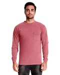 next level 7451 adult inspired dye long-sleeve crew with pocket Front Thumbnail