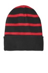sport-tek stc31 striped beanie with solid band Front Thumbnail