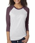 Next Level 6051 Unisex Tri-Blend 3/4-Sleeve Raglan T-Shirt Front Thumbnail