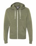 J America JA8872 Adult Triblend Full-Zip Fleece Hooded Sweatshirt Front Thumbnail