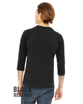Bella + Canvas 3200 Unisex 3/4-Sleeve Baseball T-Shirt Back Thumbnail