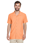 harriton m560 men's barbados textured camp shirt Back Thumbnail