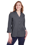 devon & jones dg562w ladies' crown collection™ stretch pinpoint chambray 3/4 sleeve blouse Front Thumbnail